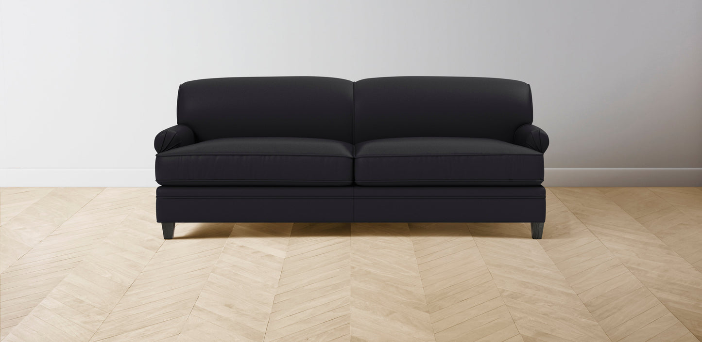 The Carmine - Pebbled Leather Ink Sofa