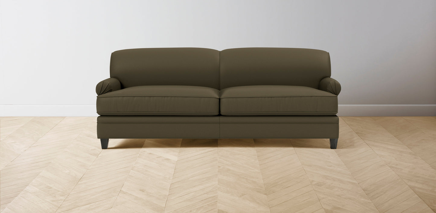 The Carmine - Pebbled Leather Truffle Sofa