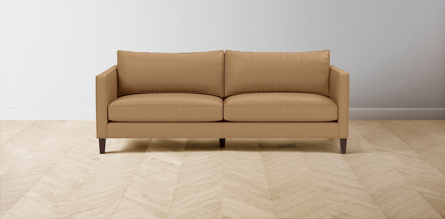 The Crosby - Pebbled Leather Latte Sofa