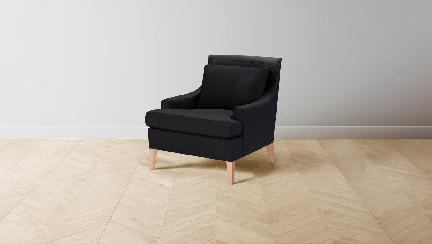 The Downing - Pebbled Leather Ink Chair