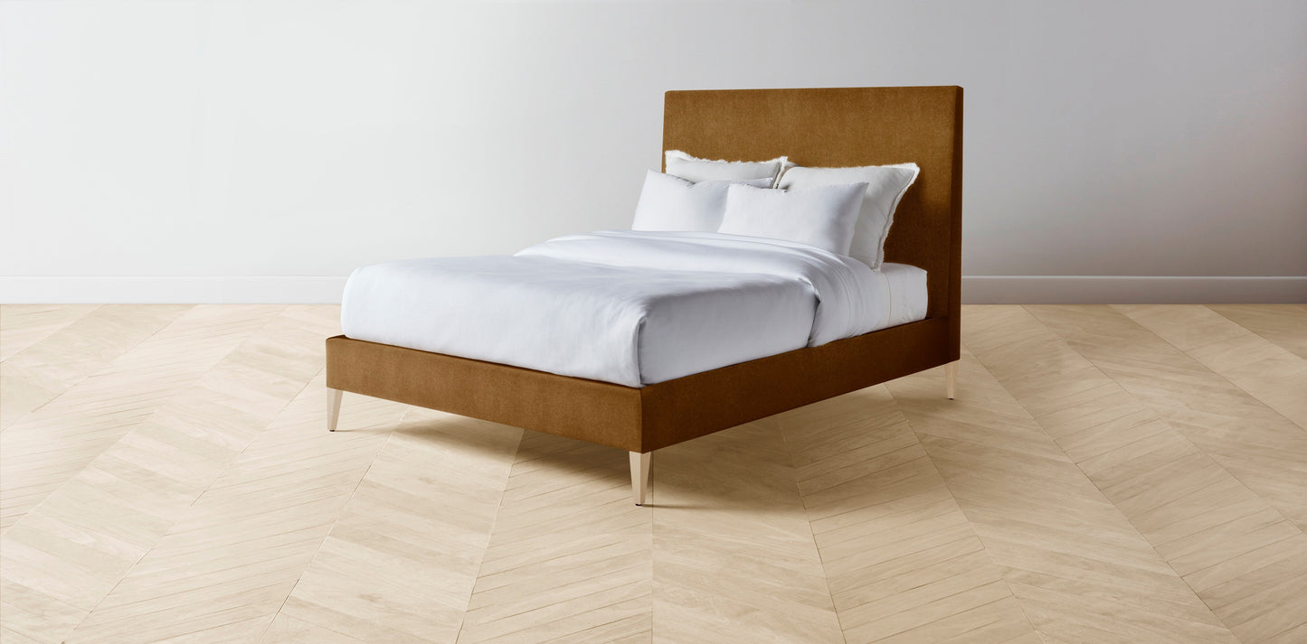 The Essex - Mohair Brown Sugar Bed - 60" Headboard - Muslin on reverse