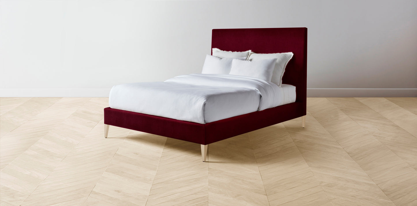 The Essex - Mohair Crimson Bed - 60" Headboard - Muslin on reverse