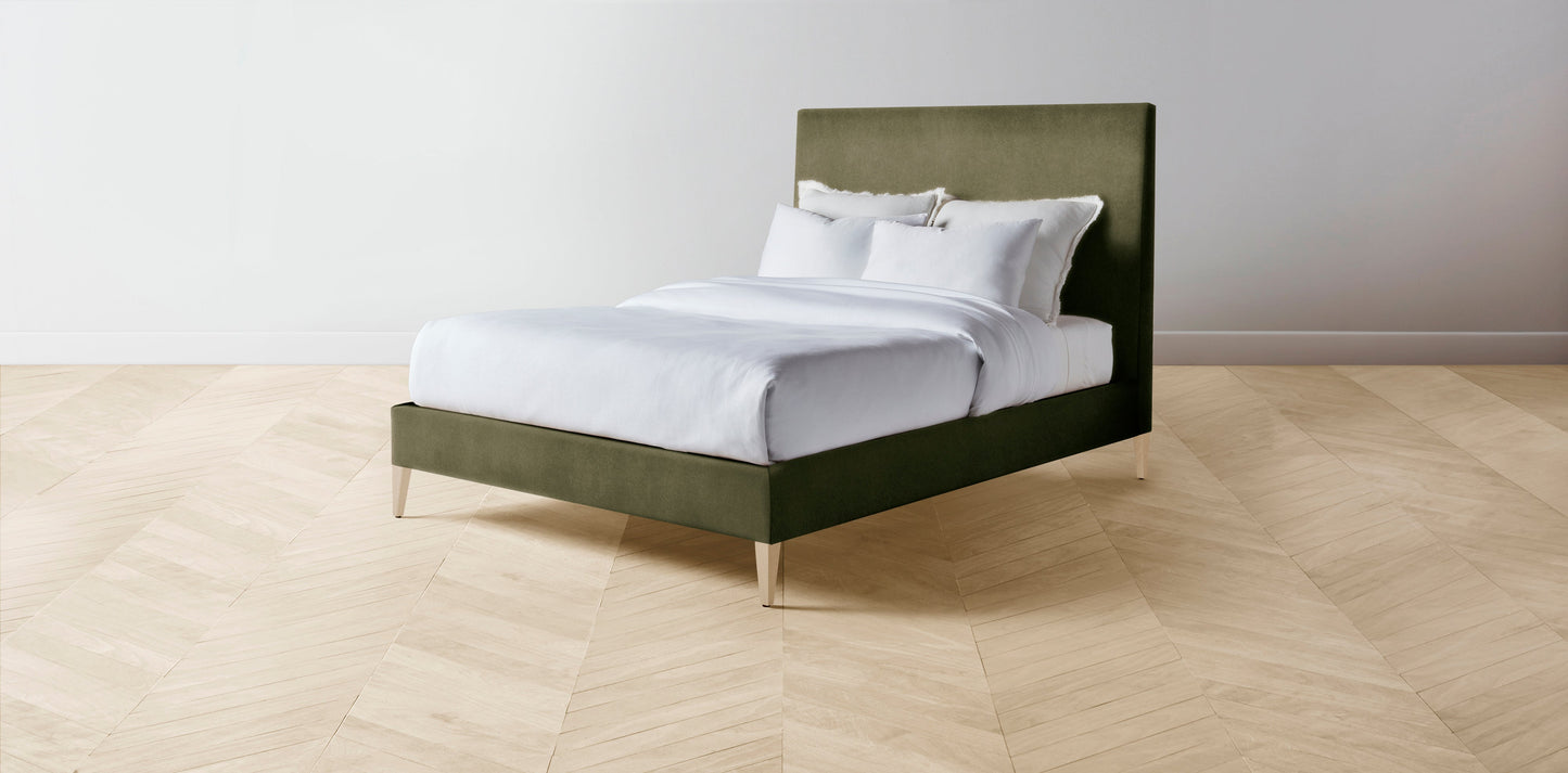 The Essex - Mohair Moss Bed - 56" Headboard - Muslin on reverse