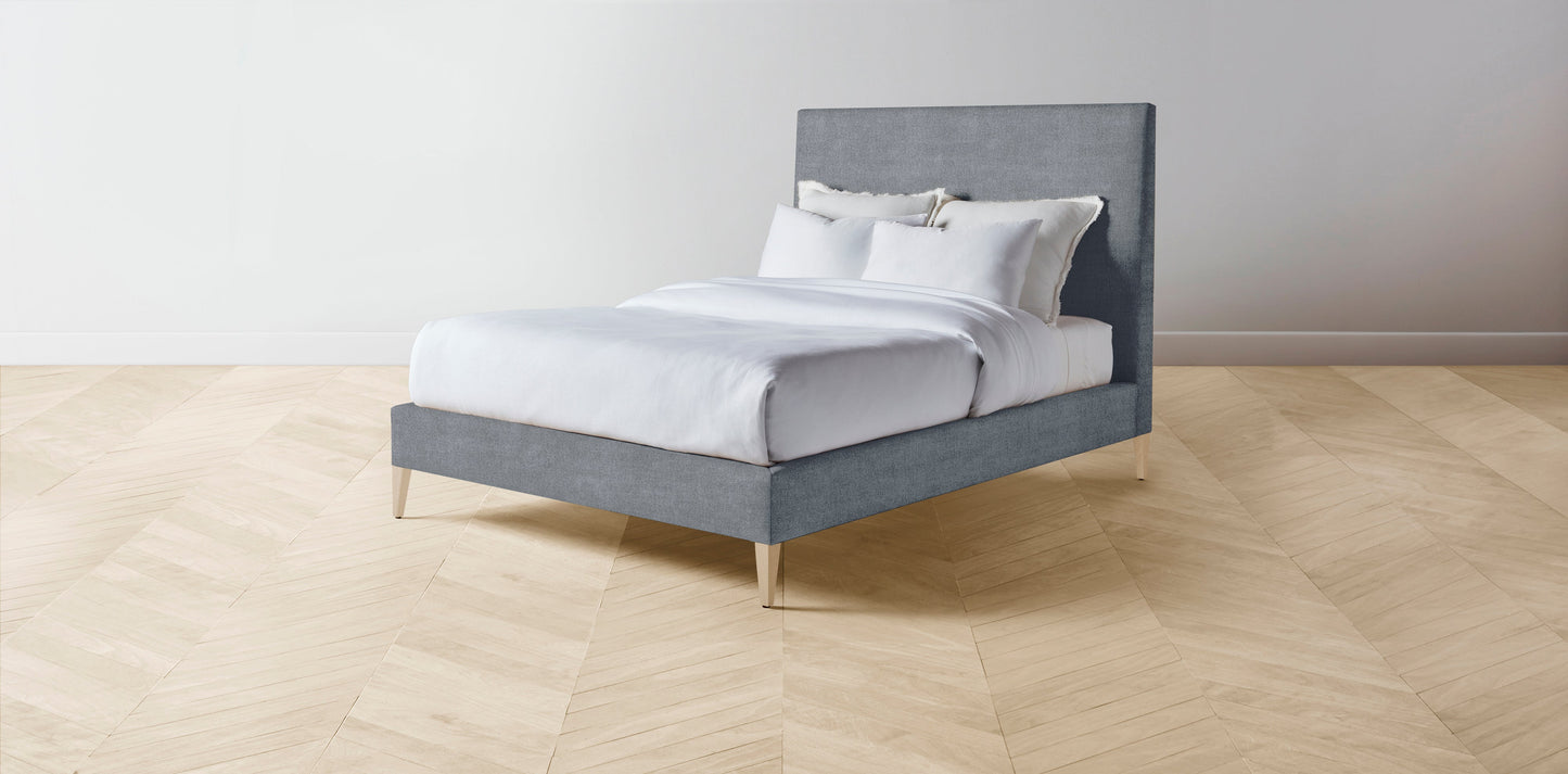 The Essex - Performance Melange Weave Aegean Bed - 60" Headboard - Upholstered on reverse