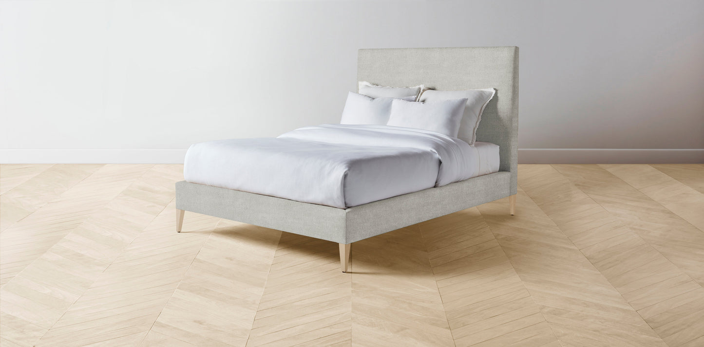 The Essex - Performance Melange Weave Flint Bed - 50" Headboard - Upholstered on reverse
