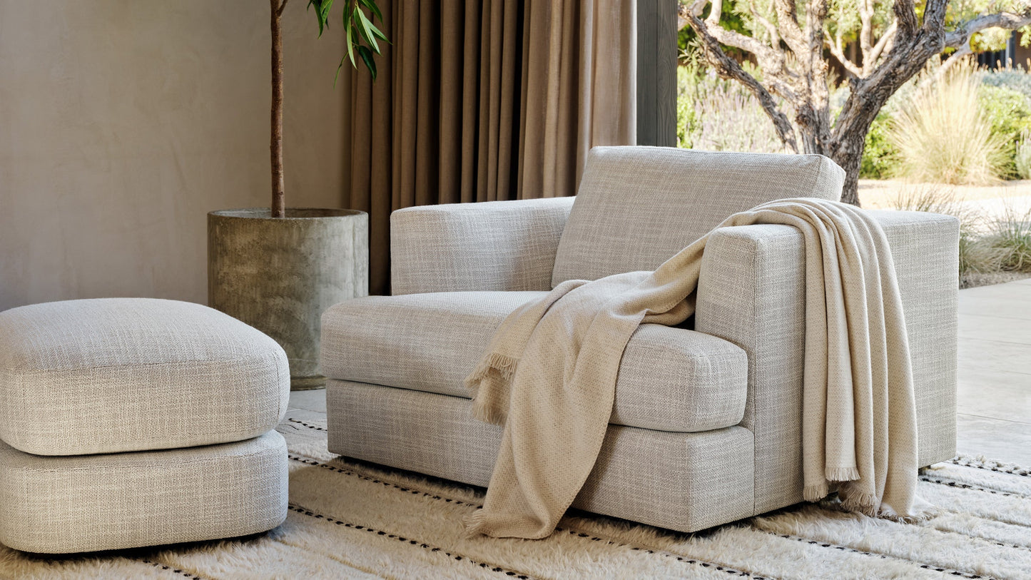 The Varick - Performance Textured Tweed Dove Chair and a Half