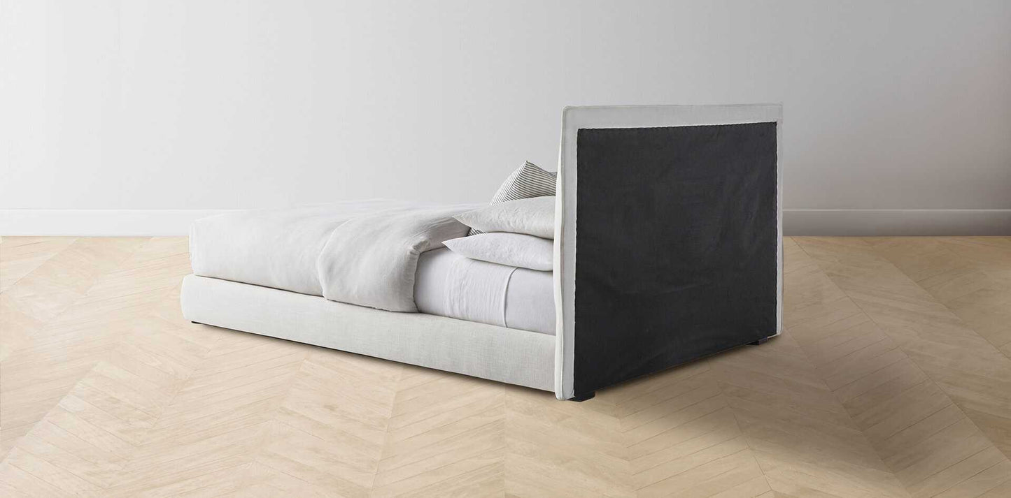 The Wythe - Pebbled Leather Latte Bed - 44" Headboard - Muslin on reverse