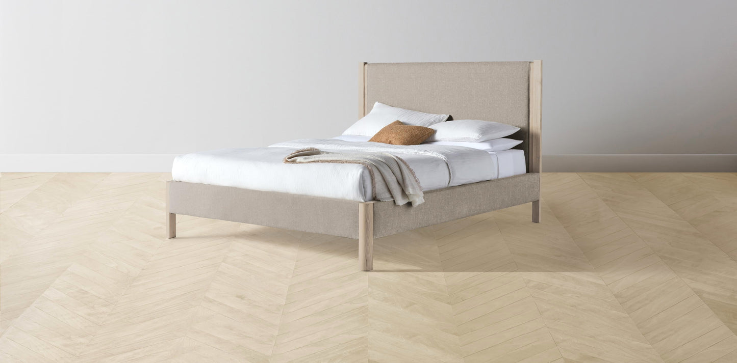 The Thompson - Merino Wheat Bed - 48" Headboard - Muslin on reverse