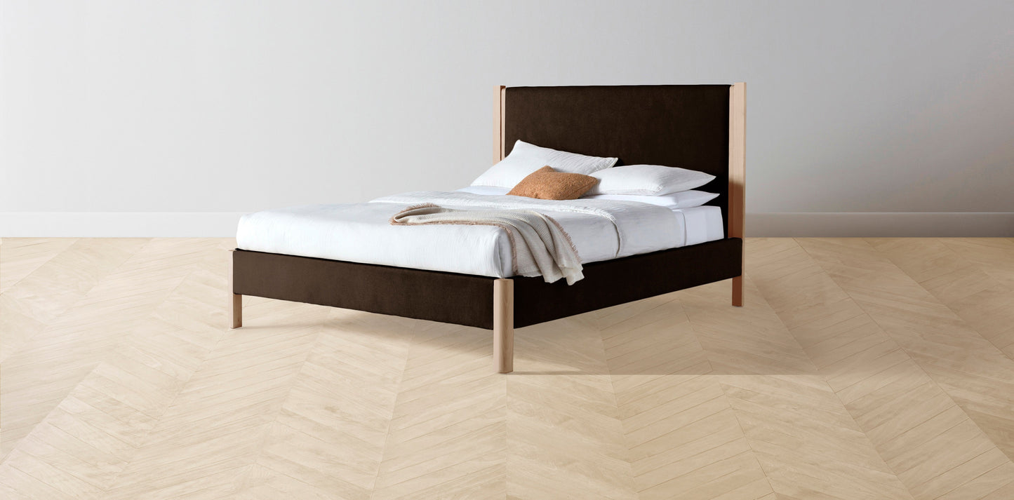 The Thompson - Mohair Chocolate Bed - 48" Headboard - Muslin on reverse