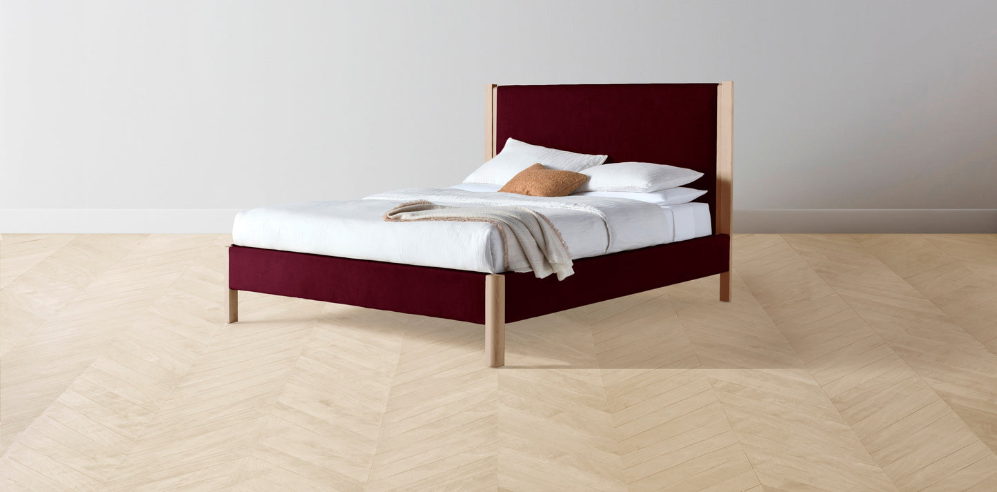 The Thompson - Mohair Crimson Bed - 48" Headboard - Upholstered on reverse