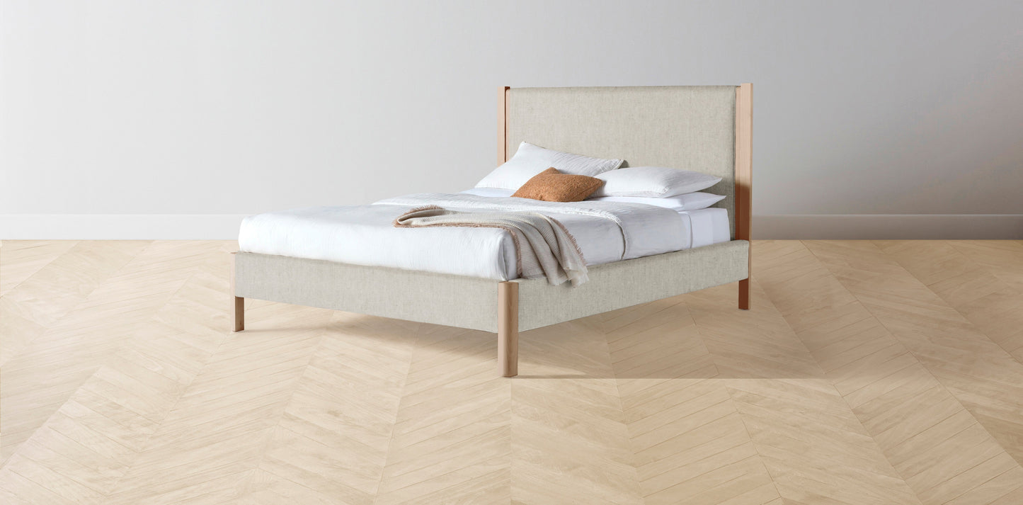 The Thompson - Performance Stonewashed Linen Dew Bed - 48" Headboard - Muslin on reverse