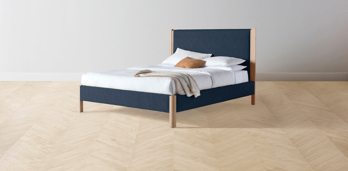 The Thompson - Performance Textured Linen Seaside Bed - 48" Headboard - Muslin on reverse