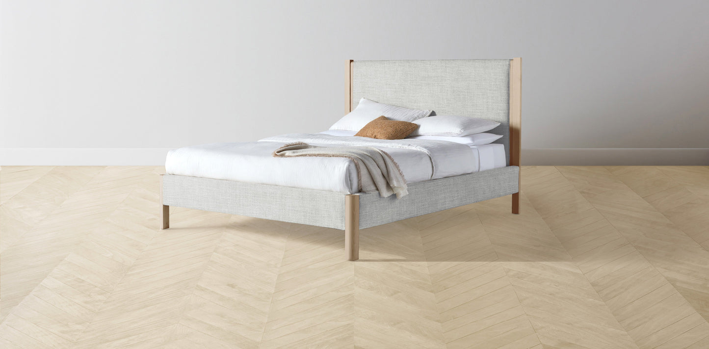 The Thompson - Performance Textured Tweed Dove Bed - 48" Headboard - Muslin on reverse