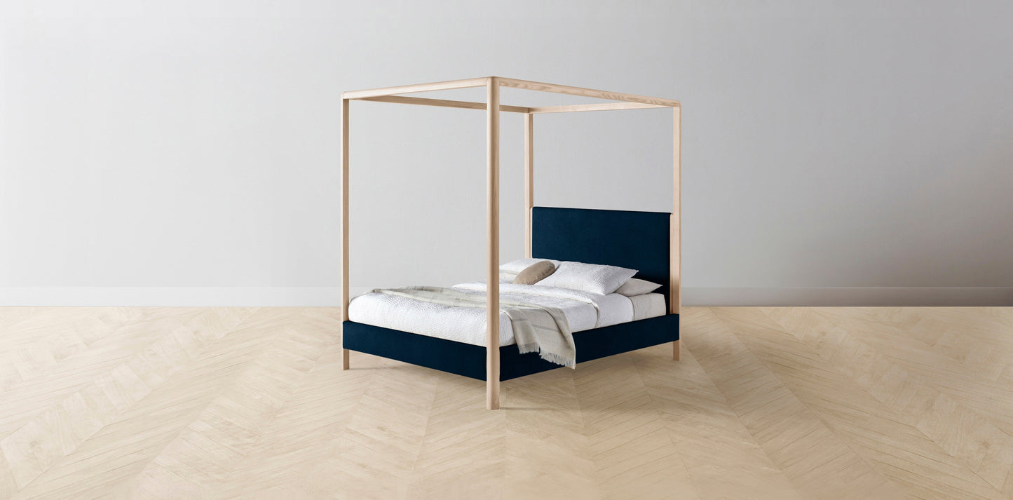 The Thompson - Mohair Admiral Canopy Bed - 48" Headboard - Upholstered on reverse