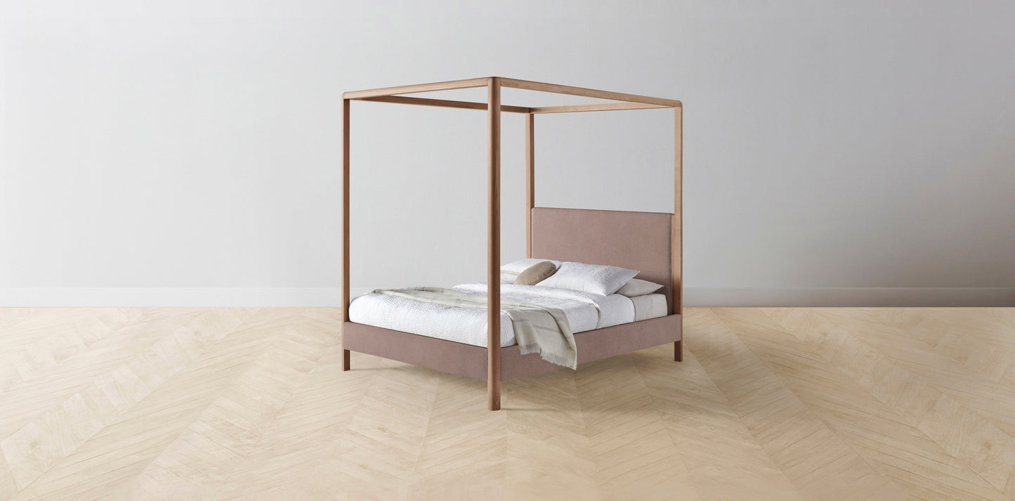 The Thompson - Mohair Peony Canopy Bed - 48" Headboard - Upholstered on reverse
