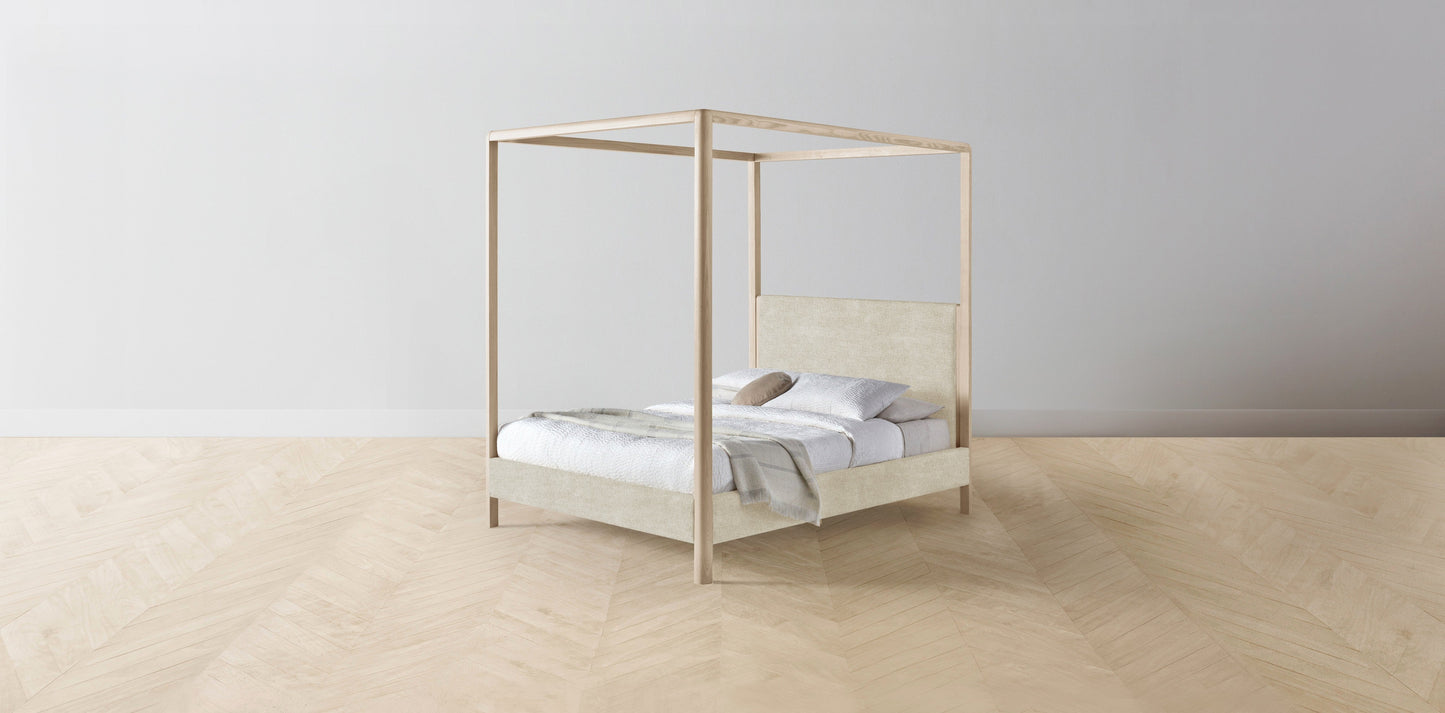 The Thompson - Performance Melange Weave Shell Canopy Bed - 48" Headboard - Upholstered on reverse