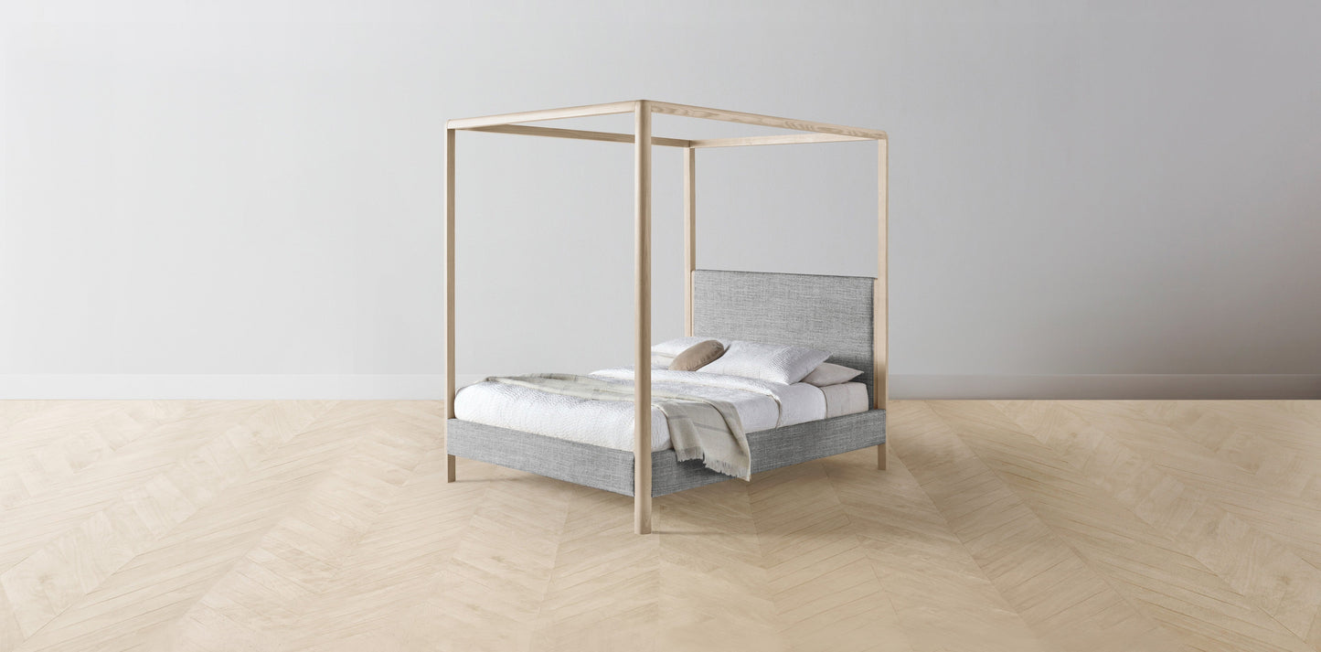 The Thompson - Performance Textured Tweed Alpine Canopy Bed - 48" Headboard - Upholstered on reverse