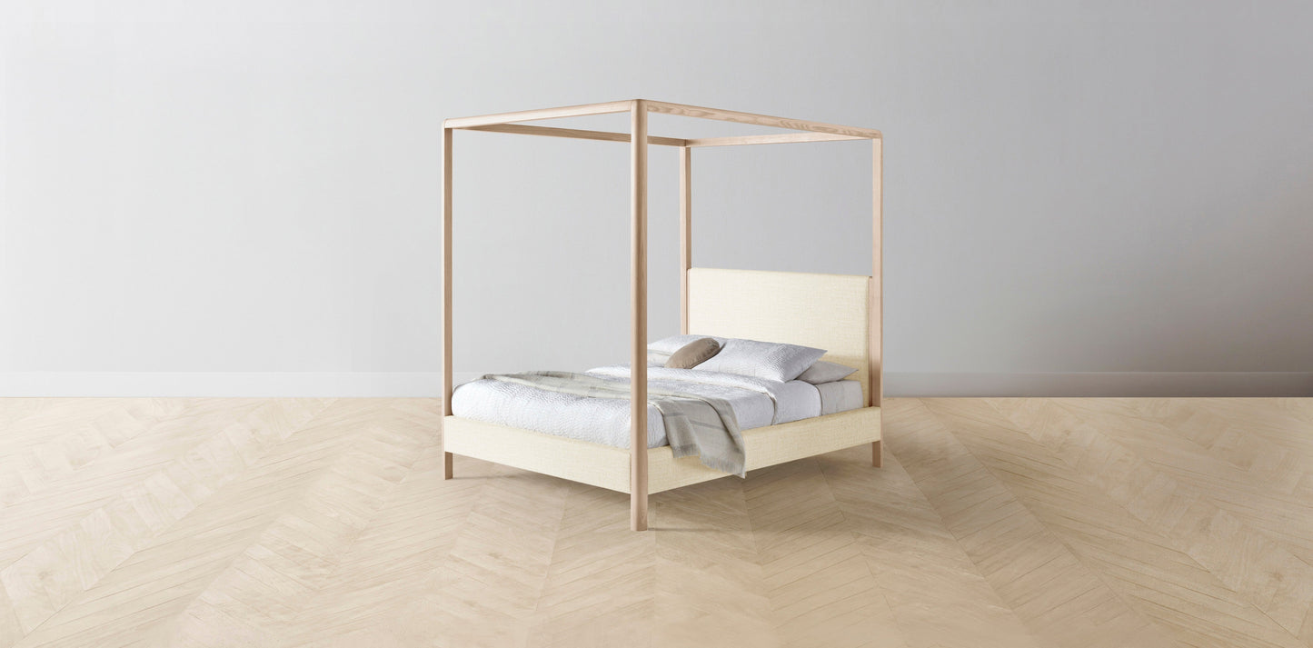 The Thompson - Performance Woven Chenille Desert Canopy Bed - 48" Headboard - Muslin on reverse