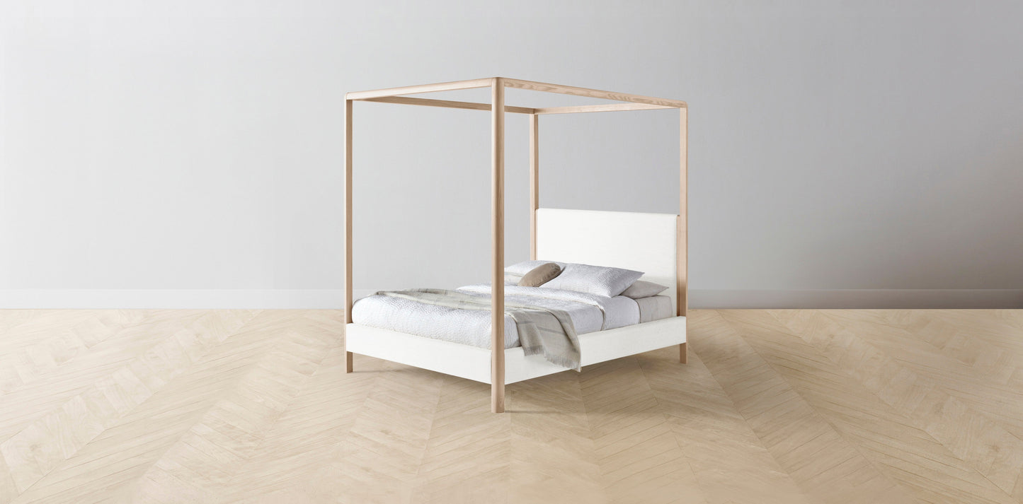 The Thompson - Performance Woven Chenille Lace Canopy Bed - 48" Headboard - Muslin on reverse