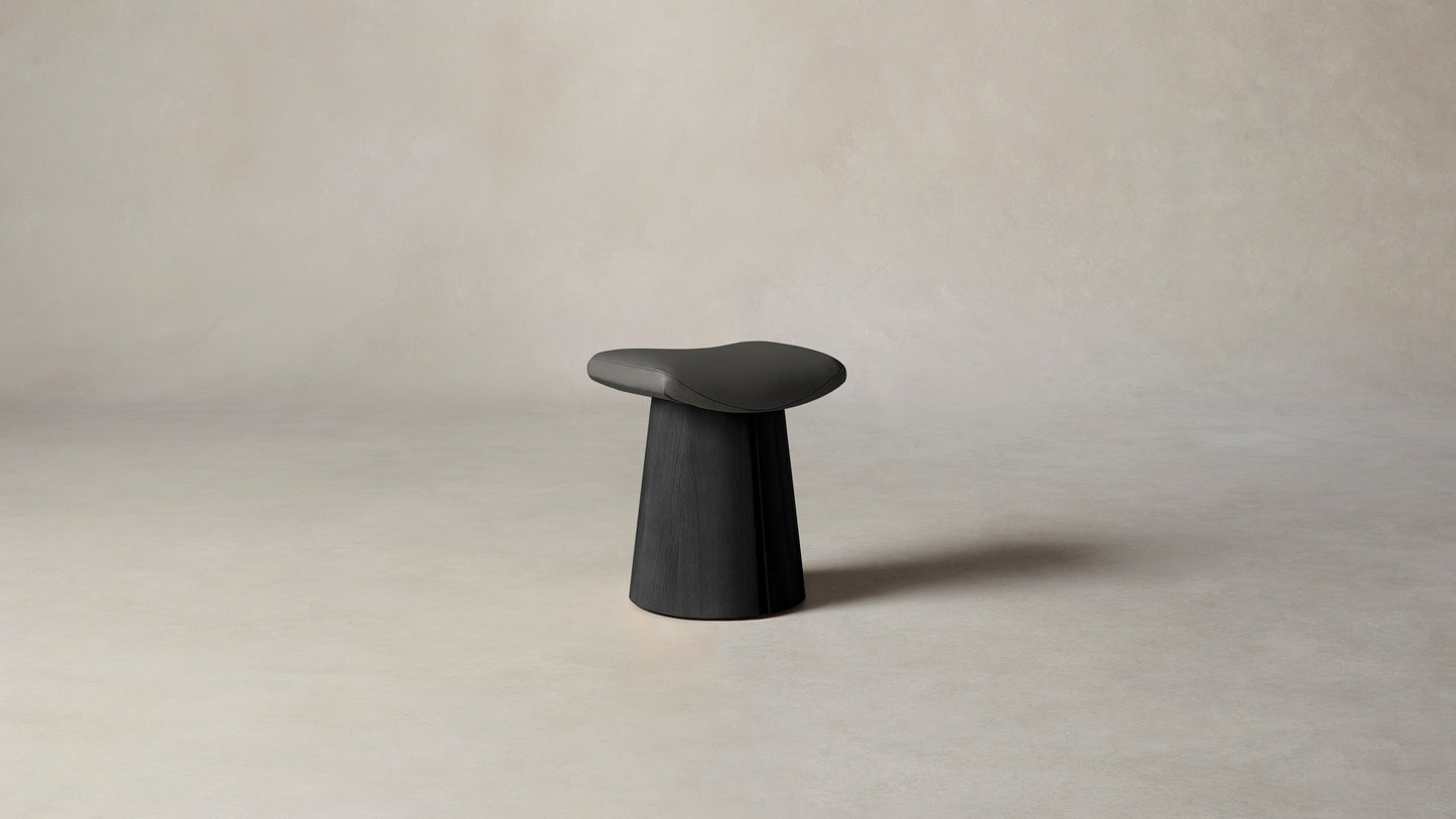 The Weston - Pebbled Leather Ash Accent Stool