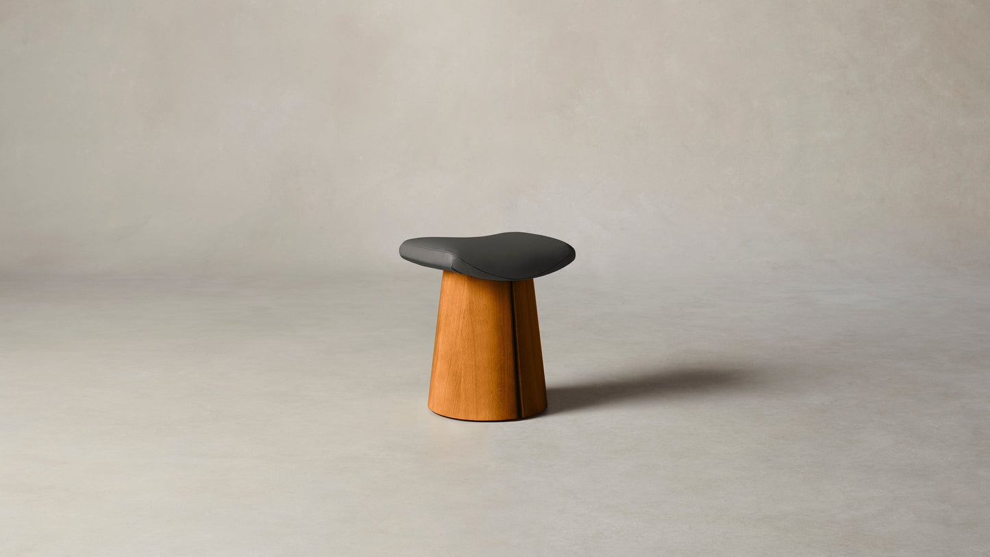 The Weston - Pebbled Leather Ash Accent Stool