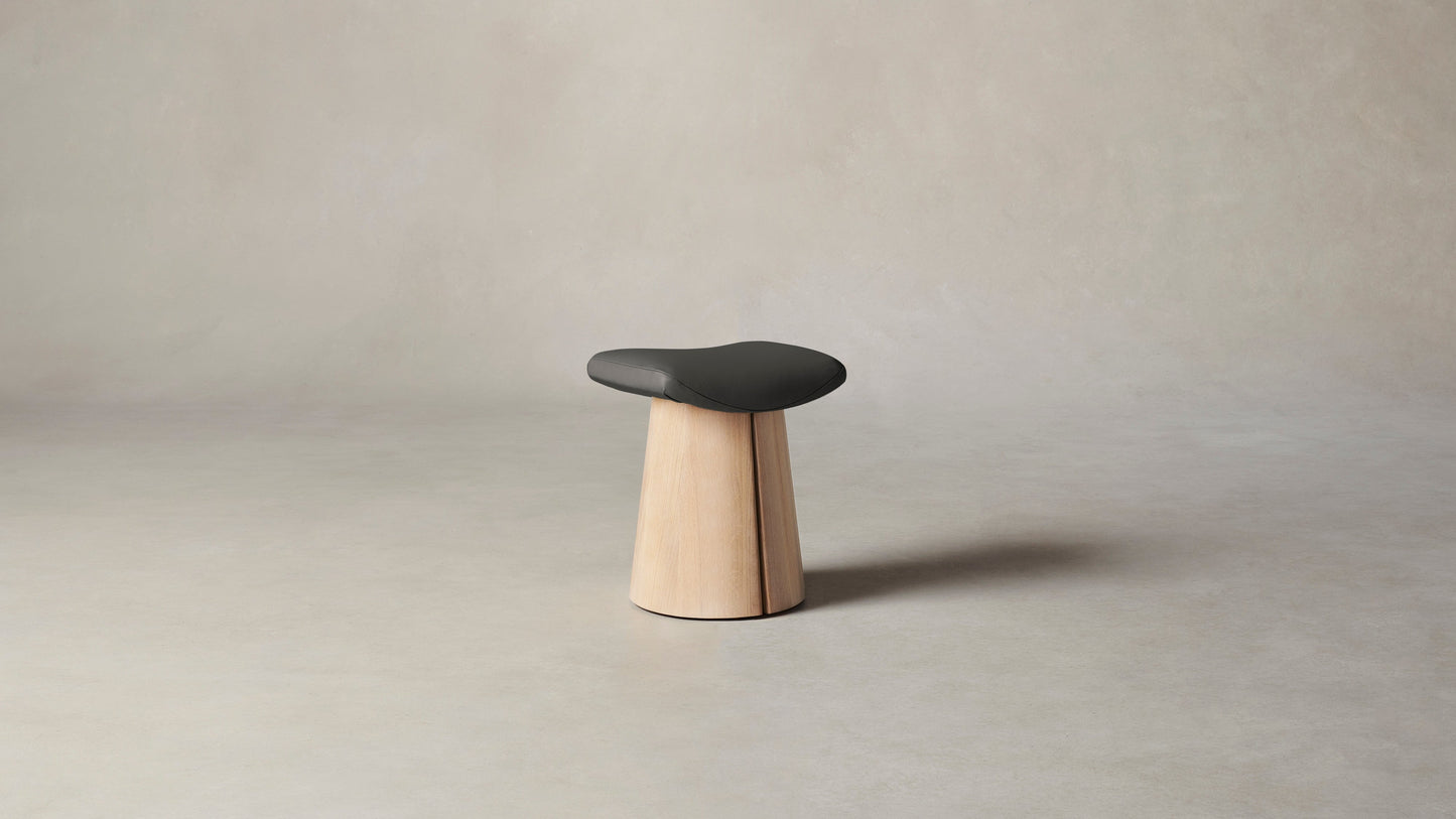 The Weston - Pebbled Leather Ash Accent Stool