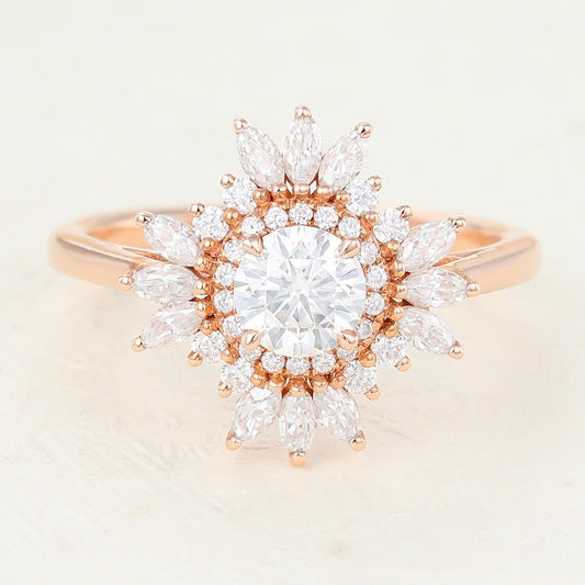 0.41 CT Round Cluster Lab-Grown Diamond Engagement Ring