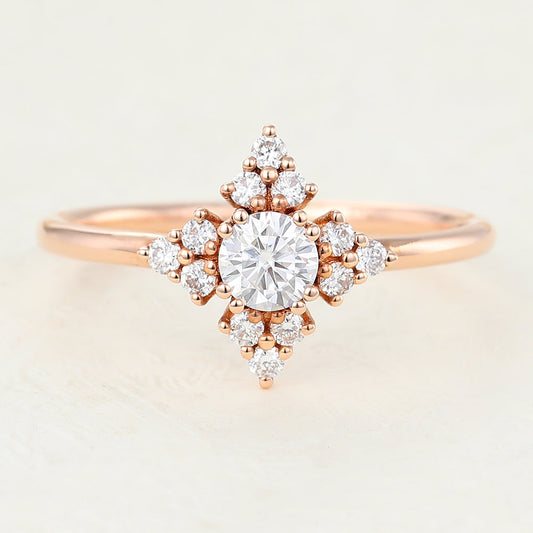 0.22 CT Round Cluster Lab-Grown Diamond Engagement Ring