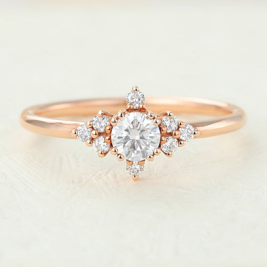 0.22 CT Round Cluster Lab-Grown Diamond Engagement Ring