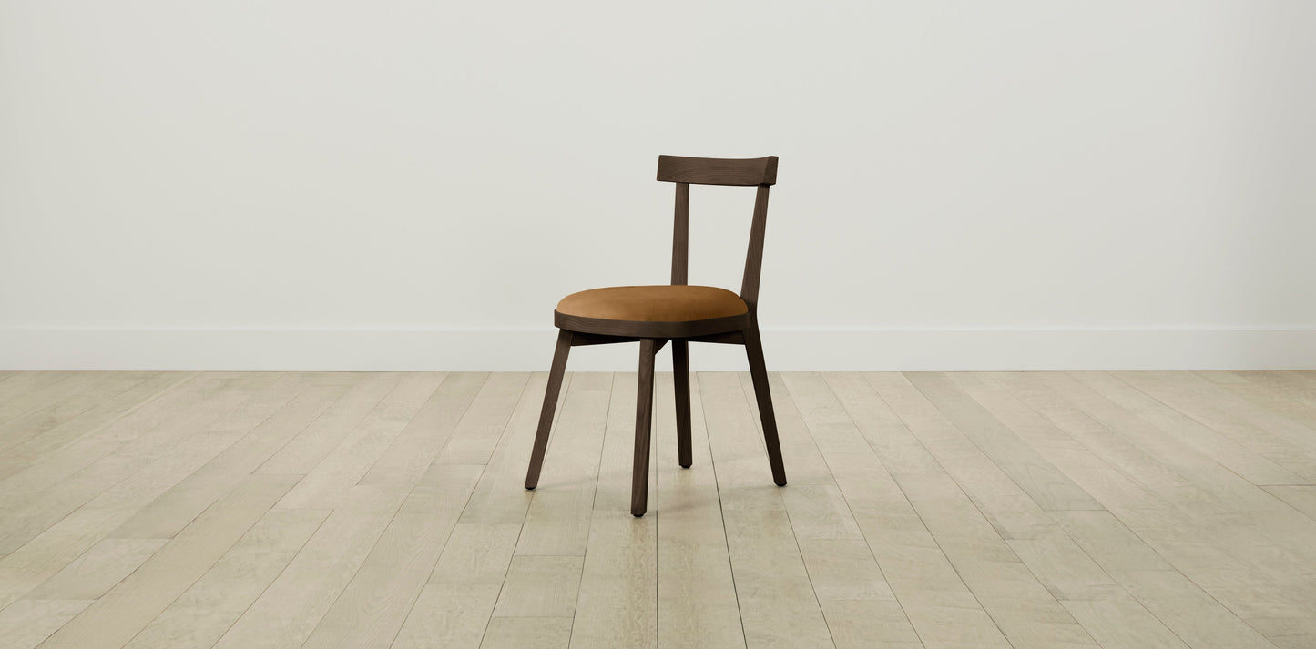 The Allen  - Nubuck Leather Saddle Dining Chair