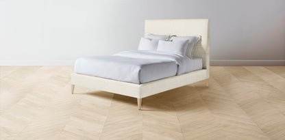 The Essex  - Italian Bouclé White Bed - 60" Headboard - Upholstered on reverse