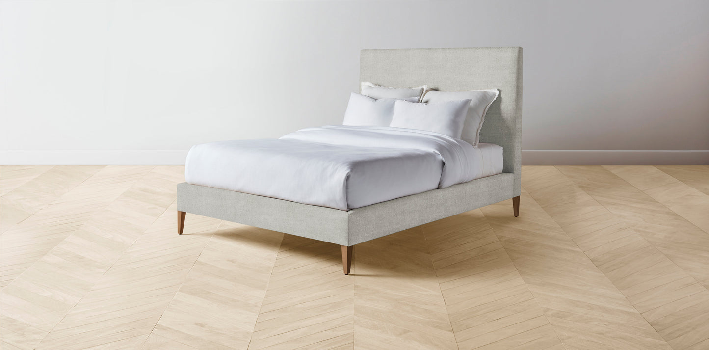 The Essex  - Performance Melange Weave Flint Bed - 50" Headboard - Upholstered on reverse