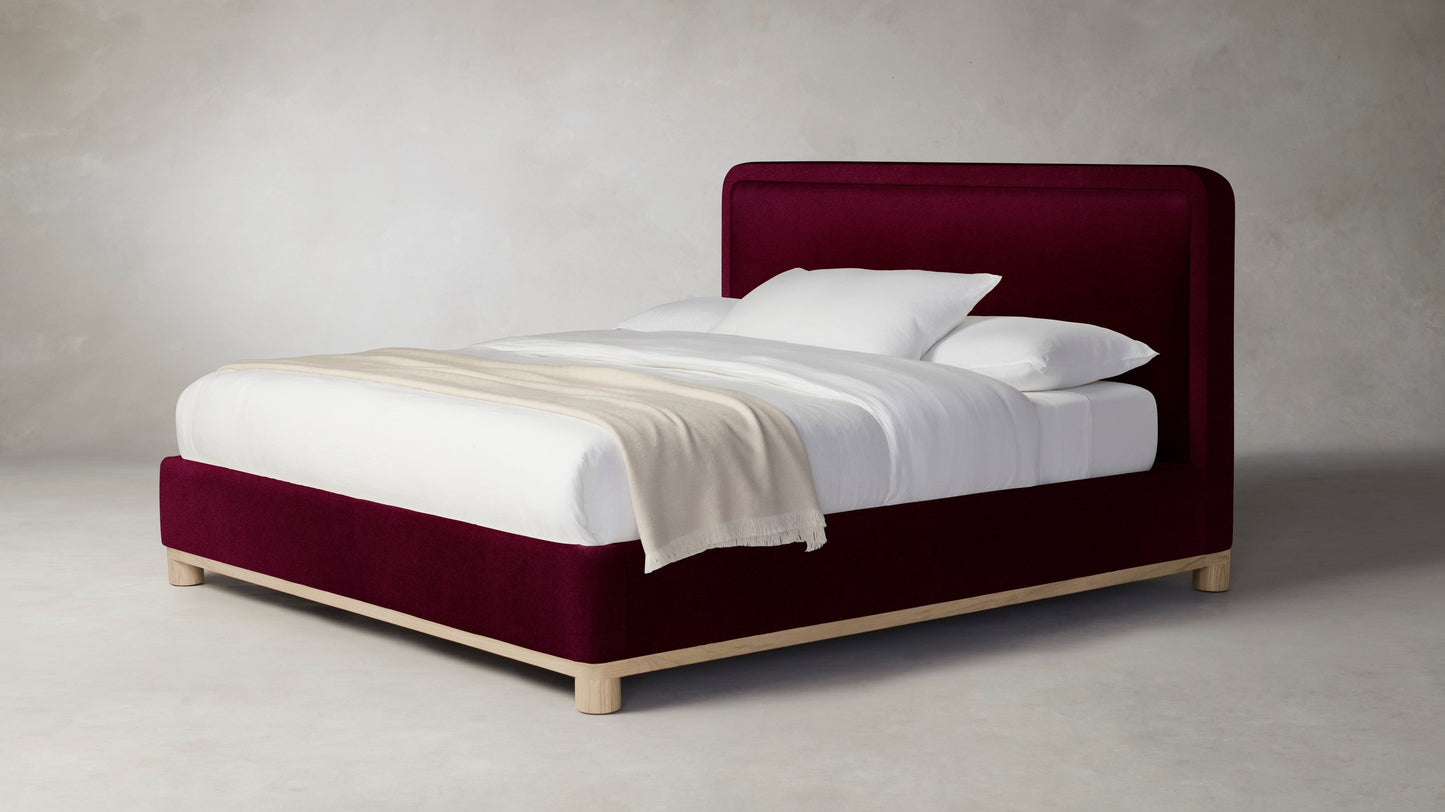 The Kent  - Mohair Crimson Bed - 41" Headboard