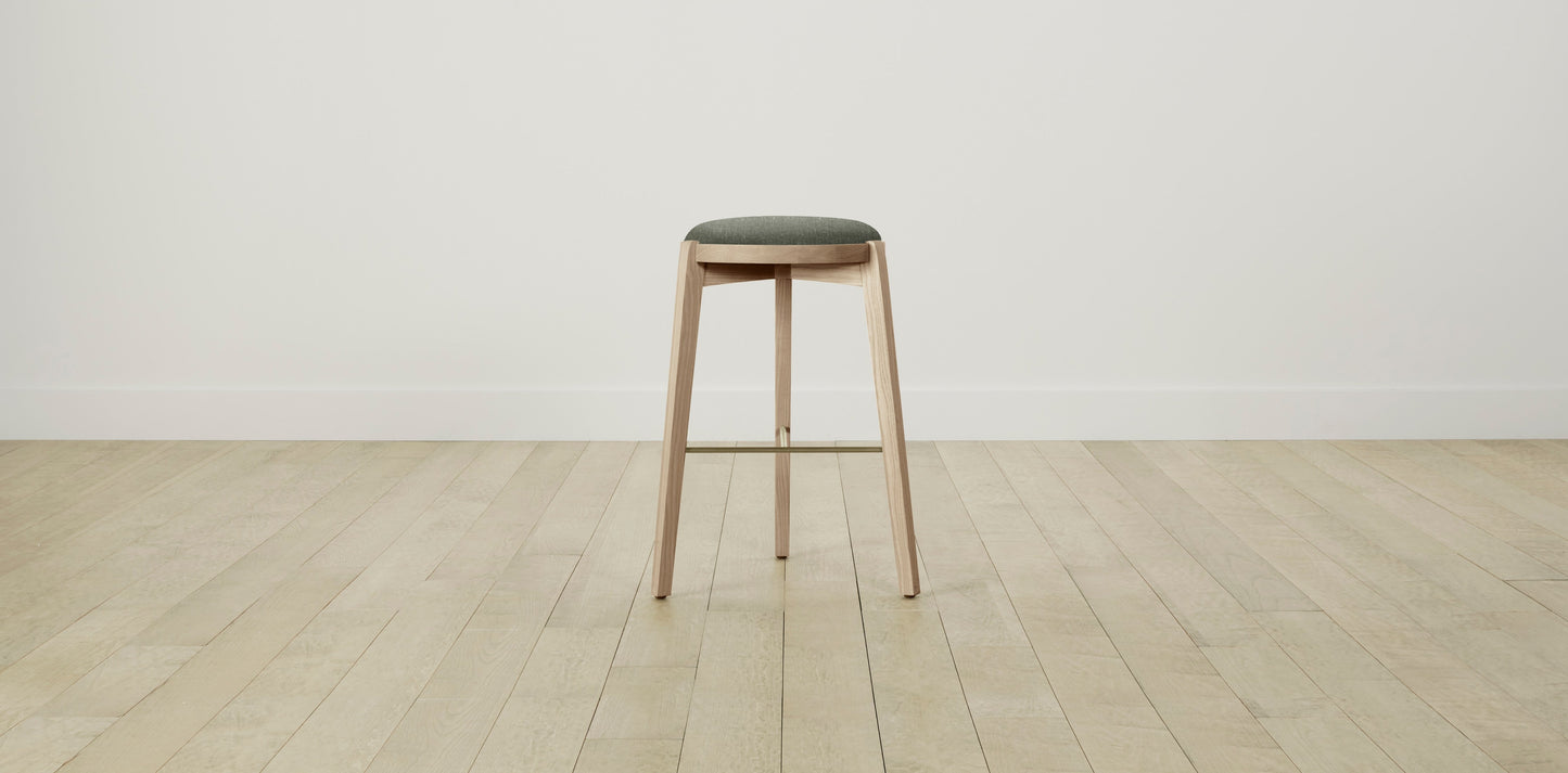 The Stanton with Onyx - Belgian Linen Thyme Bar and Counter Stool