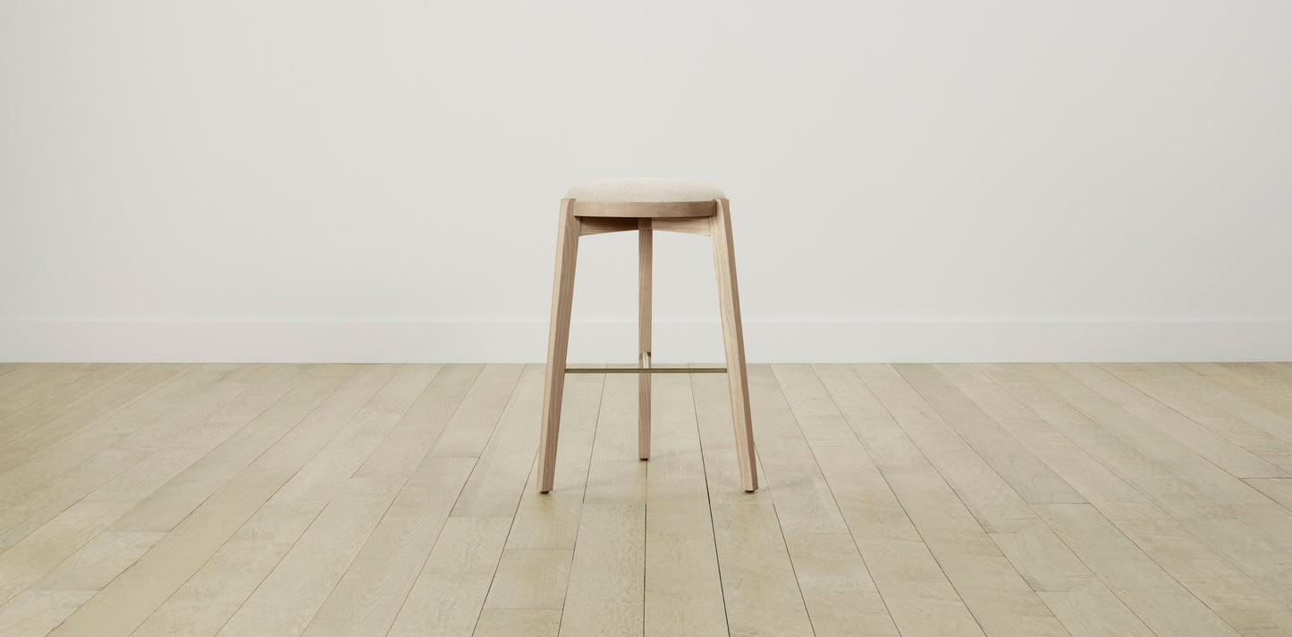 The Stanton with Onyx - Italian Bouclé White Bar and Counter Stool