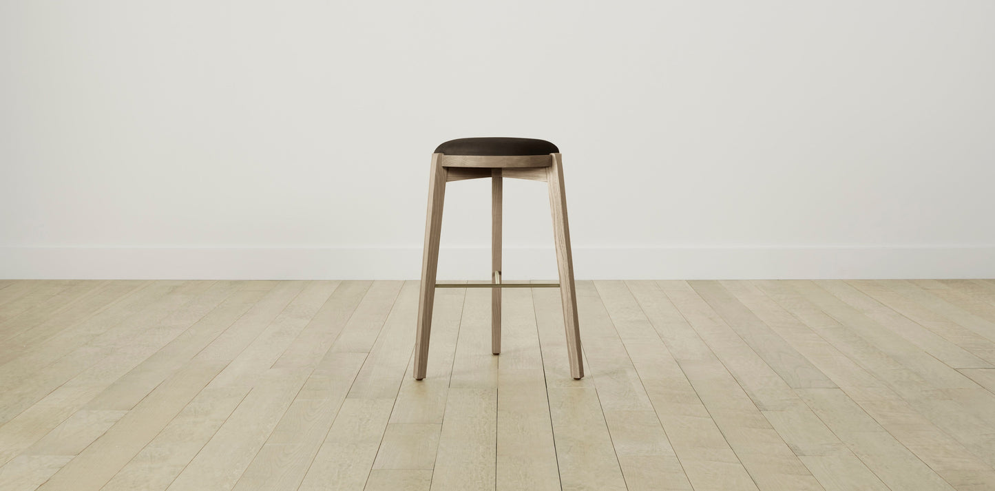 The Stanton with Brushed Nickel - Nubuck Leather Espresso Bar and Counter Stool