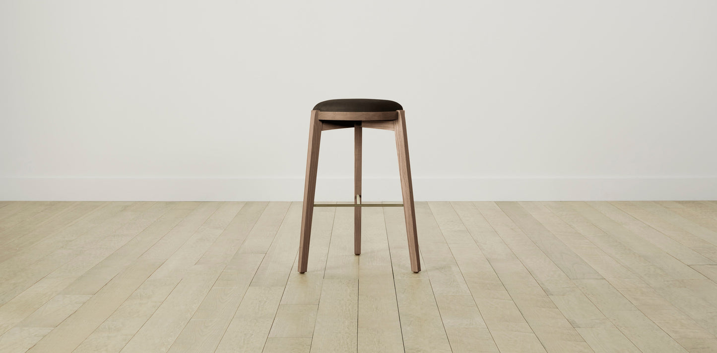 The Stanton with Brushed Nickel - Nubuck Leather Espresso Bar and Counter Stool