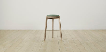 The Stanton with Brushed Nickel - Performance Stonewashed Linen Aspen Bar and Counter Stool