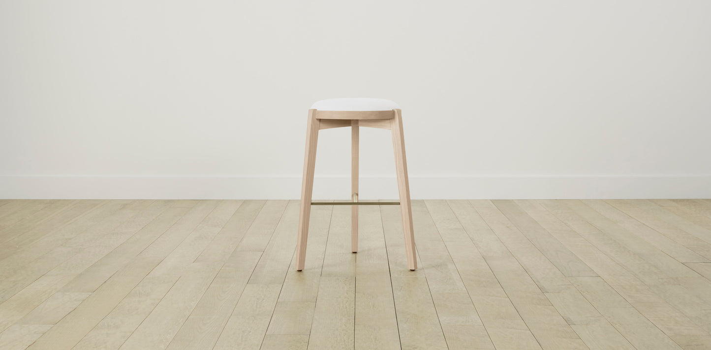 The Stanton with Brushed Nickel - Performance Textured Linen Bone Bar and Counter Stool