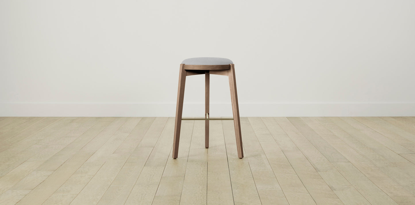 The Stanton with Brushed Nickel - Performance Textured Linen Mineral Bar and Counter Stool