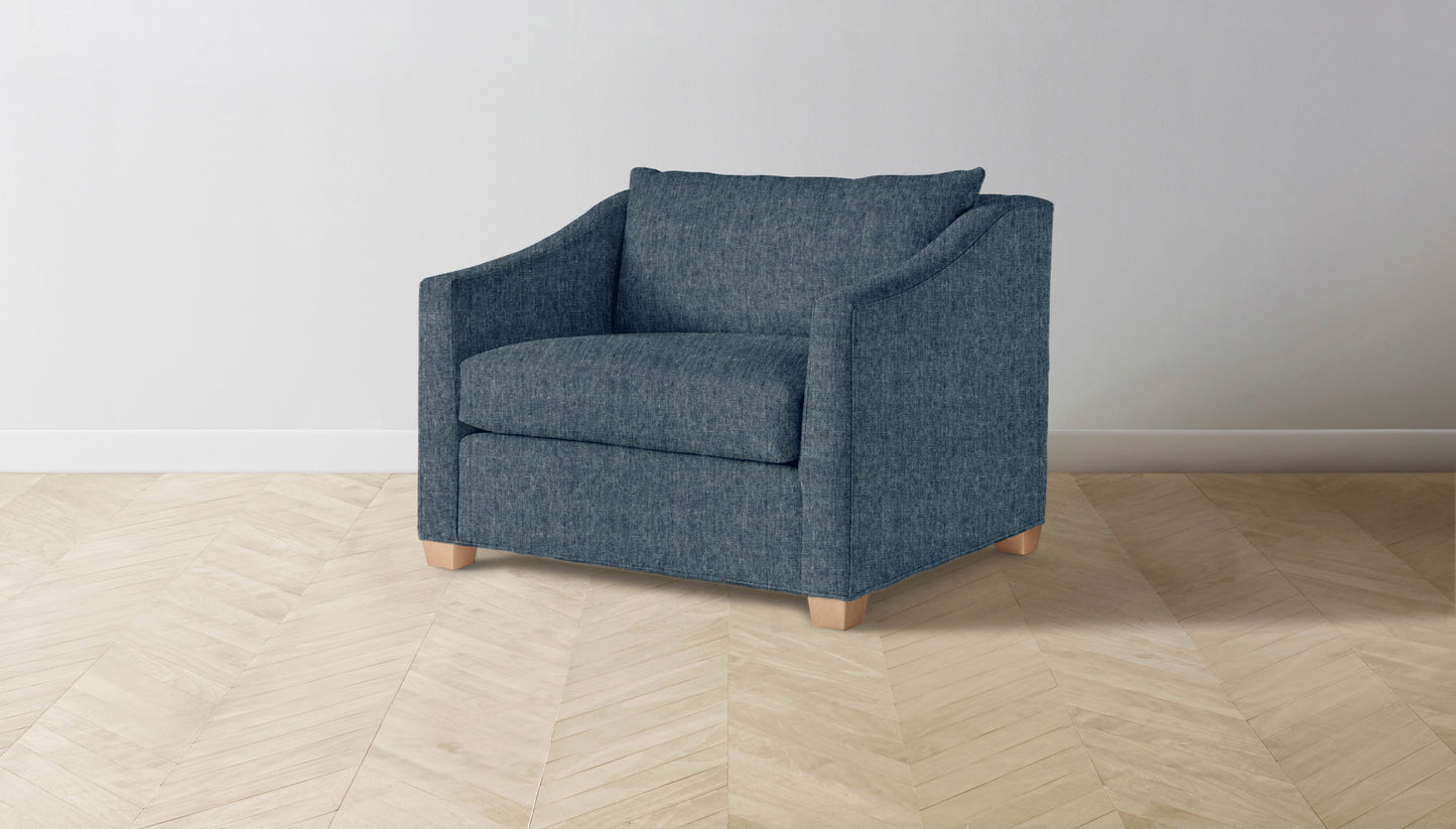 The Sullivan  - Performance Stonewashed Linen Chambray Chair and a Half