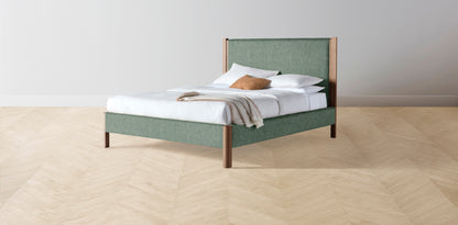 The Thompson  - Performance Stonewashed Linen Aspen Bed - 48" Headboard - Upholstered on reverse